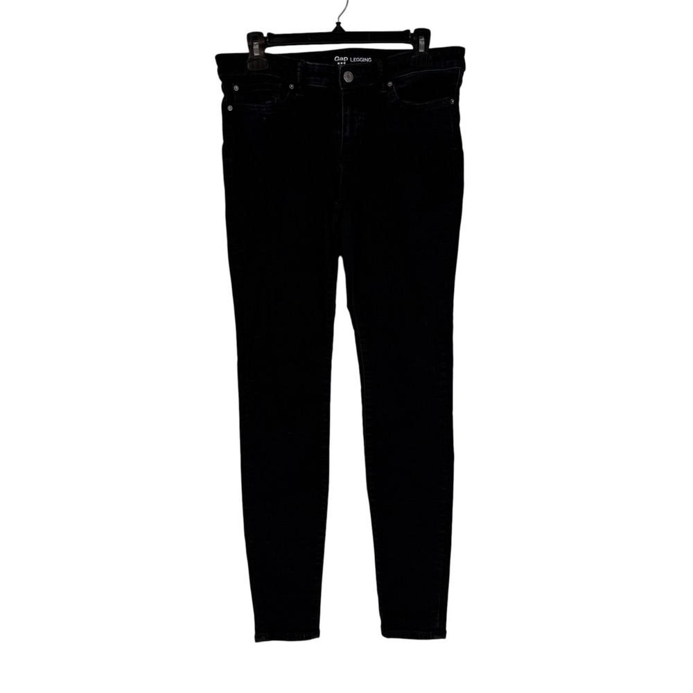 Gap Jegging Jeans Womens 10 Black Dark Wash Mid Rise Slim Stretch Denim